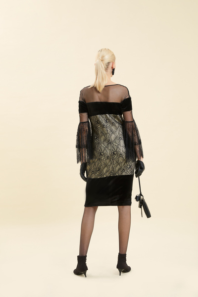 VERDA LACE DETAIL TRANSPARENT EVENING DRESS