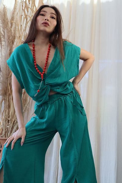 Su Koleksiyon Karma Muslin Blouse and Trousers Set