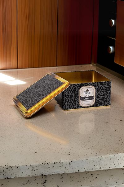 EVLE Patterned Square Metal Storage Container 20x20 Cm Er028-v2