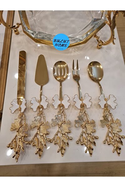 BULUTHOMEAKSESUAR طقم خدمة مكون من 5 قطع على شكل فراشة من التيتانيوم