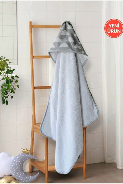Alpar Tekstil Cotton Soft Baby Girl-Boy Bath Towel Swaddle GRAY/CLOUD
