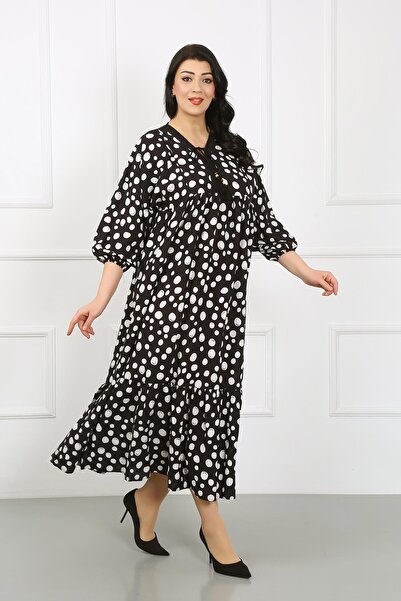 By Alba Collection Жіноче біле плаття з мереживним коміром, довгими рукавами, бавовняно-віскозне, великі розміри