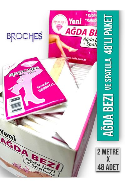 Broches Waxing Cloth 2 Meters and Spatula / Pack of 48 / Non-Stretch-Non-Tear-No Residue