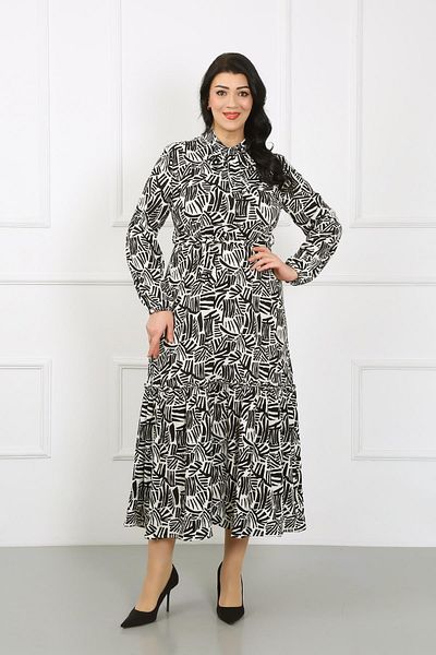 By Alba Collection Γυναικείο μαύρο μακρυμάνικο πλεκτό φόρεμα με λαιμόκοψη Lycra