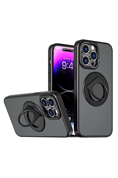 Ally iPhone 14 Pro İçin Magsafe Uyumlu Yüzük Standlı Manyetik Silikon Kılıf S...