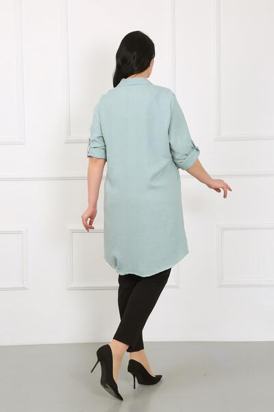 By Alba Collection Women's Mint Green Soft Linen Large Size Tunic