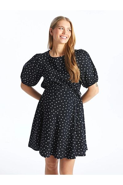 LC Waikiki LCWAIKIKI Rochie de maternitate cu mânecă scurtă, cu decolteu, cu buline