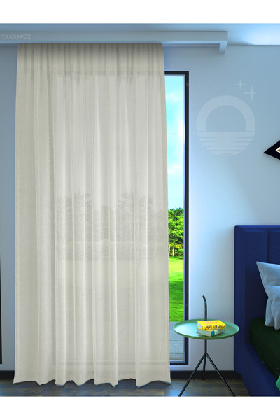 Yakamoz ECRU COLOR LINEN LOOK EXTRAFORCED TULE CURTAIN LINEN TOUCH SERIES