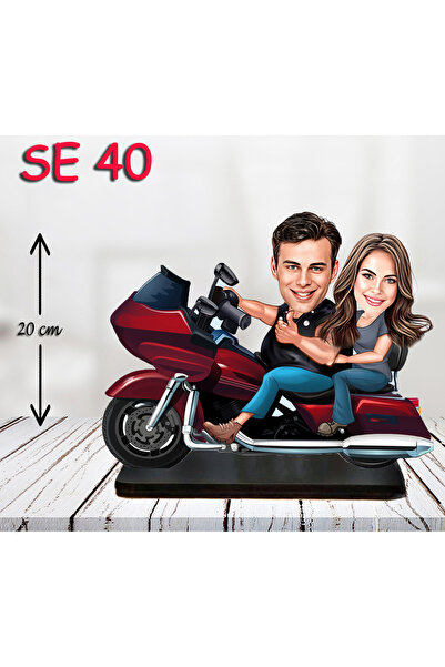 Özcan Tasarım Kişiye Özel Ahşap Biblo - Motor Kullanan Çift 3