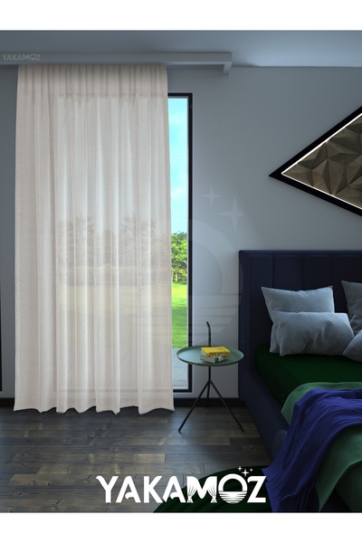 Yakamoz ECRU COLOR LINEN LOOK EXTRAFORCED TULE CURTAIN LINEN TOUCH SERIES