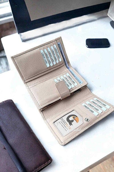 Dodo4men Portofel de damă din piele naturală cu pulbere