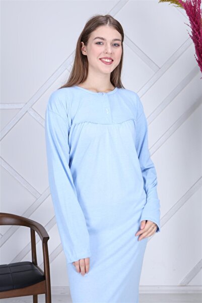 sevateks %100 PAMUK PENYE BATTAL BEDEN DÜZ RENK GECELİK DÜĞMELİ LOHUSA GECELİĞİ