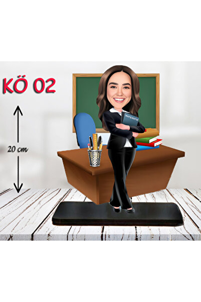 Özcan Tasarım Kişiye Özel Ahşap Biblo - Kadın Öğretmen Karikatür Biblo - Öğre...