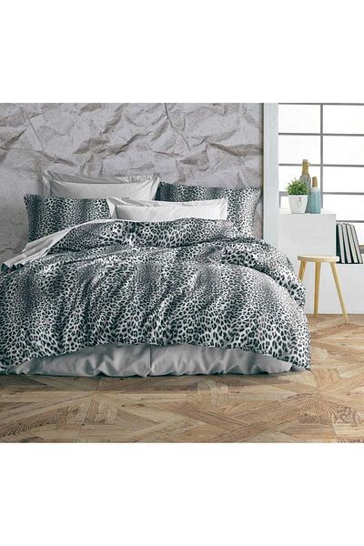 Mert Collection Çarşı Double Ranforce Woven Elastic Sheet Set Leopard Pattern