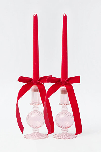 SANAT SEPET İŞLERİ Pastel Renk Konik Şamdan Mum - 2' Li Set