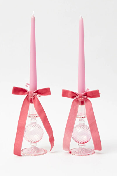 SANAT SEPET İŞLERİ Pastel Renk Konik Şamdan Mum - 2' Li Set