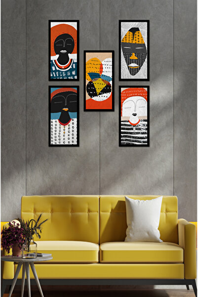 kutuTR Modern Style Dekorize Mdf 5 Parça Çerçeve Görünümlü Tablo Set 10201