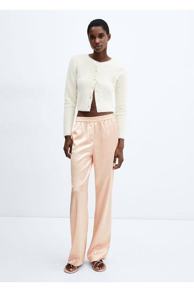 MANGO Woman Satin pants with elastic waistband