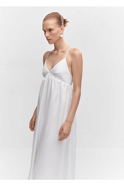 MANGO Woman Cotton Cross Back Dress