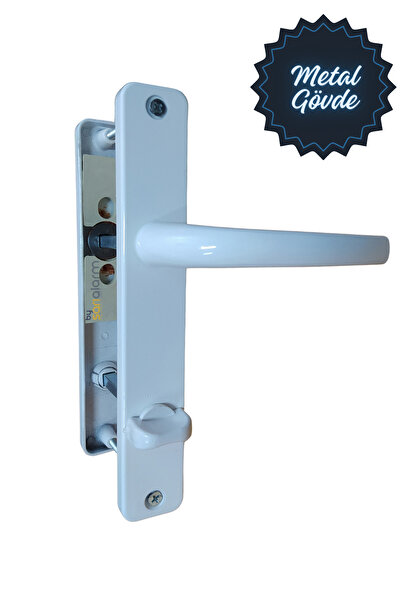 sarıalarm Pvc Banyo - Wc Kapı Kolu - Beyaz ( Metal Gövde )