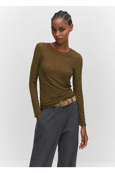 MANGO Woman Ruffle long-sleeved T-shirt