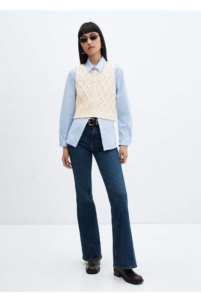 MANGO Woman Knit patterned knitwear vest