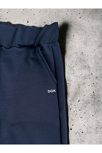 DGK COLLECTİON Висококачествени панталони за момичета и момчета, отпечатани под високо налягане, тъмносини, с диагонални мултистреч ленти, премиум качество