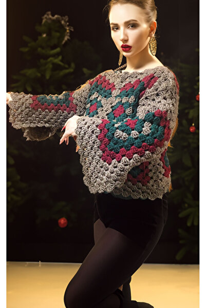 drt tasarım Iri Women's Winter Combination Sweater