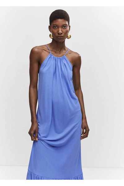 MANGO Woman Rochie maxi cu spatele incrucisat
