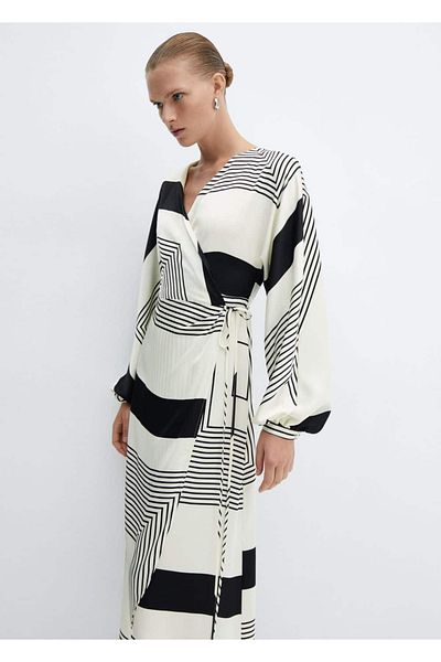 MANGO Woman Patterned wrap-cut dress