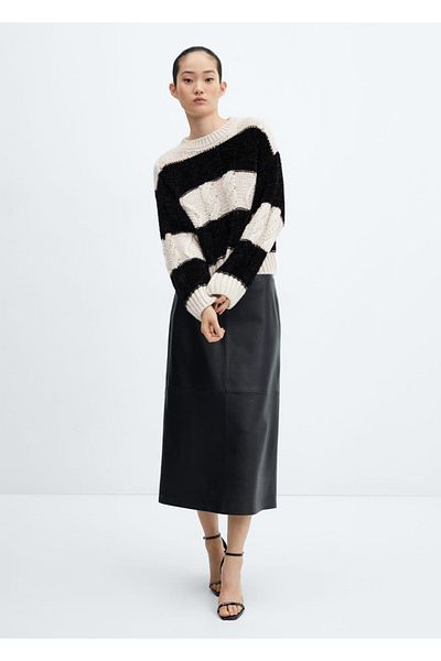 MANGO Woman Gestreifter Lurexpullover