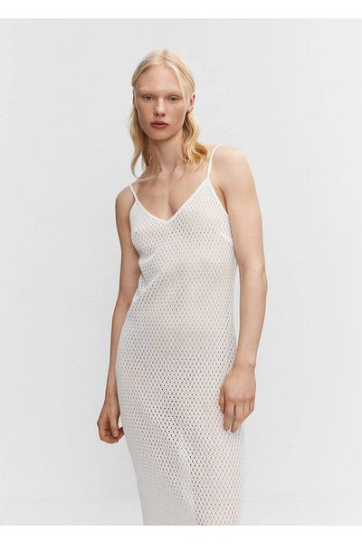 MANGO Woman Rochie lungă țesătă cu găuri