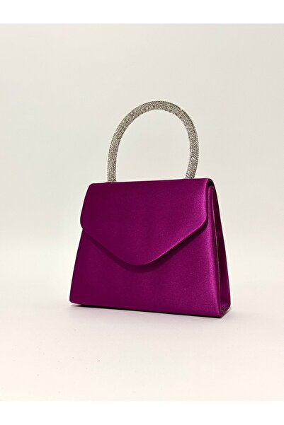 NAZART Women's Satin Purple Evening Dress Clutch Portfolio Chain Strap Hand Wedding Engagement Night Shoulder Bag