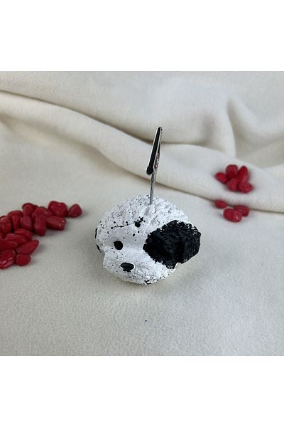 Melouro Black and White Spotted Dog Concrete Note Holder