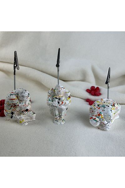 Melouro Colorful Splash Sitting Guys Set of 3 Note Holders