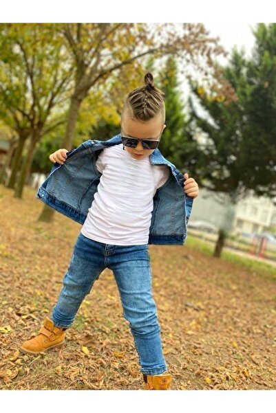 Generic Brand Boy's Jeans / Denim Jacket / Supreme T-Shirt 3-Piece Set - Holi...