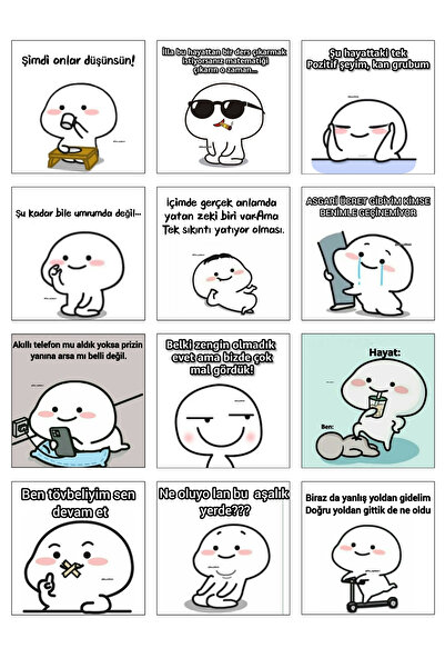 Goldesing 12 Adet Kare Mood Sticker Seti Planlayıcı, Defter, Laptop, Telefon,...