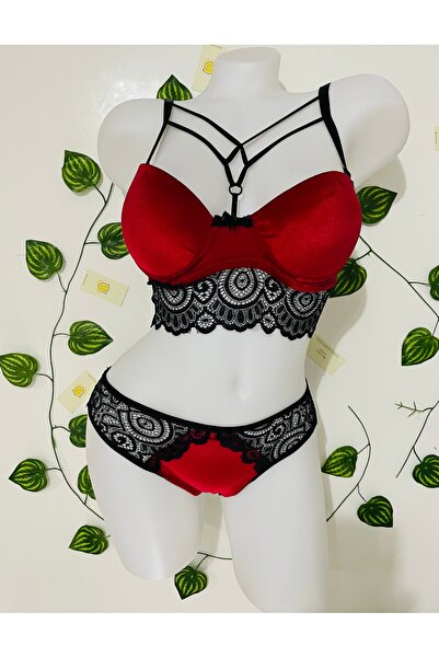 DG AURA Velvet Front Cross String Padded Underwire Lingerie Set