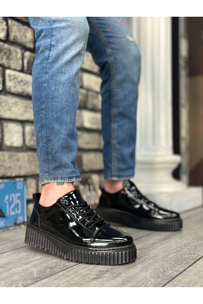 ZMMODA BOA BA8104 - High Sole Patent Leather Black Men's Shoes