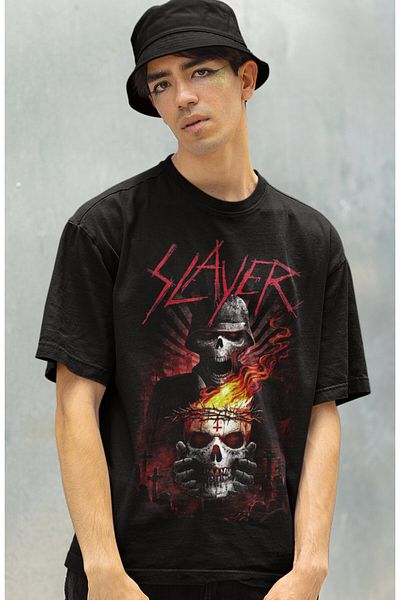 Fuddy Moda Μπλουζάκι με στάμπα Slayer, μπλουζάκι με θέμα Unisex Rock Metal Music