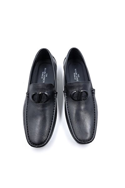 MARCOMEN Справжня м'яка шкіра Чоловічі черевики без шнурків з чорною пряжкою