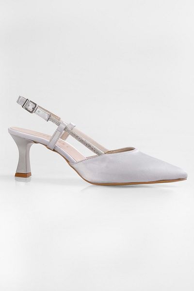 Shoeberry Damen Defs Silber Satin Stiletto