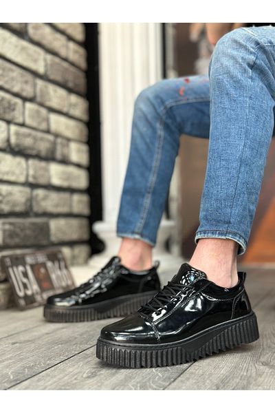 ZMMODA BOA BA8104 - High Sole Patent Leather Black Men's Shoes