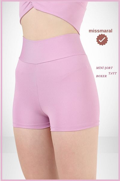 missmaral Mini pantaloni scurti boxer de damă liliac cu talie înaltă cu aspect fermer 11080