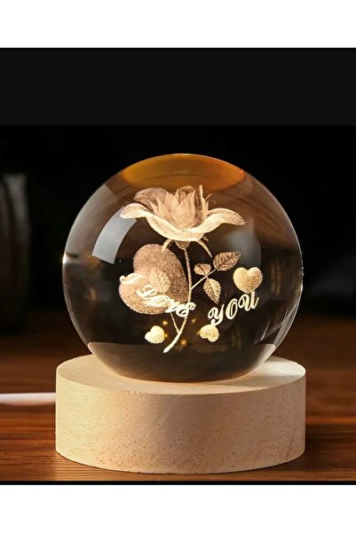 mr shopping MR Çocuklar Için 3D Kristal Cam Küre, Ahşap Soketli Gece Lambası,...