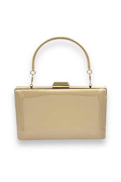Biçanta Skin Nude Mirror Patent Leather Μεταλλική λαβή Βραδινό Τσάντα Βραδινή Τσάντα Henna Γάμος Αρραβώνας Πρόσκληση στο χορό