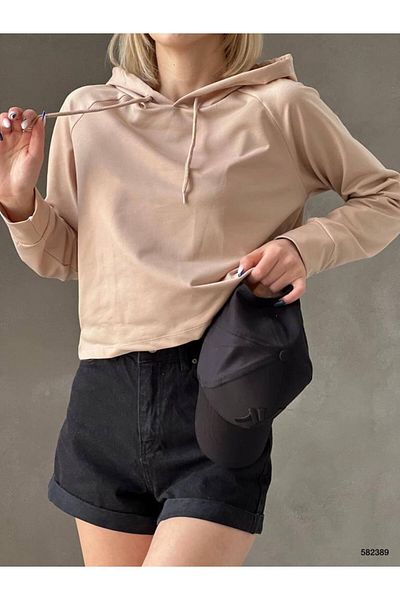 Esinty Hanorac pentru femei cu glugă din material textil cu două fire (culoare)