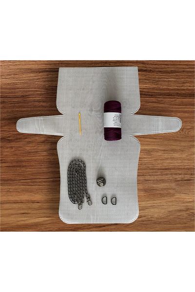 serpildüğme Set de genți de pânză din plastic de dimensiuni mari - macrame, șnur violet închis