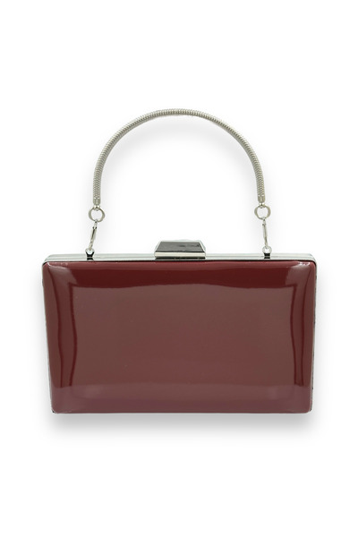 Biçanta بورجوندي اللون مرآة براءات الاختراع والجلود مقبض معدني مساء اللباس حق...