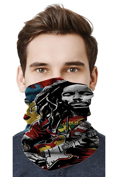 FG KONNİCHİWA Bob Marley Music Motor Cycling Face Mask Outdoor Buff Neck Collar Bandana Balaklava